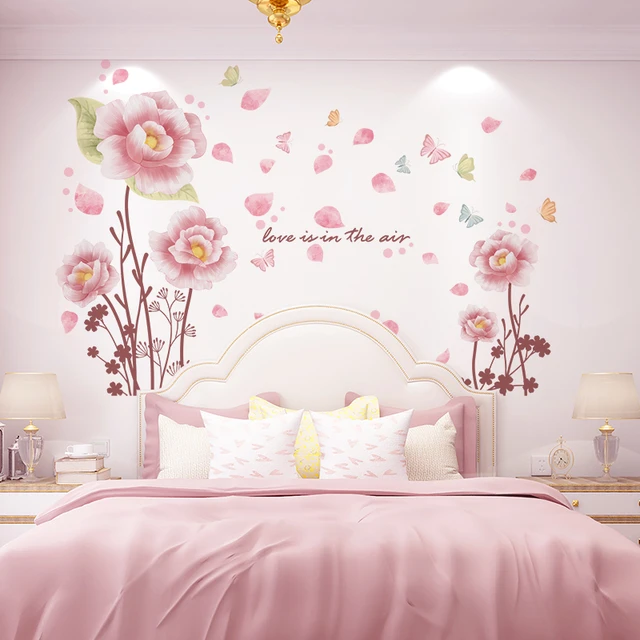 Creative Pink Feathers Wings Wall Stickers DIY Cartoon Girl Wall Decals for  Kids Rooms Kindergarten Nursery Home Decoration