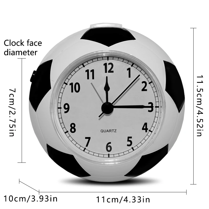 Football Creative Table Clock Simplified Student Silent Alarm Clock Home Desktop Cute Children's Cartoon Fun Time English Clock