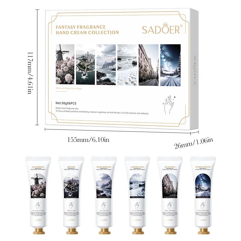 6pcs/kit SADOER Fragrance Hand Cream Hands Whitening Moisturizing Anti Wrinkles Anti-Aging Hand Skin Care Products