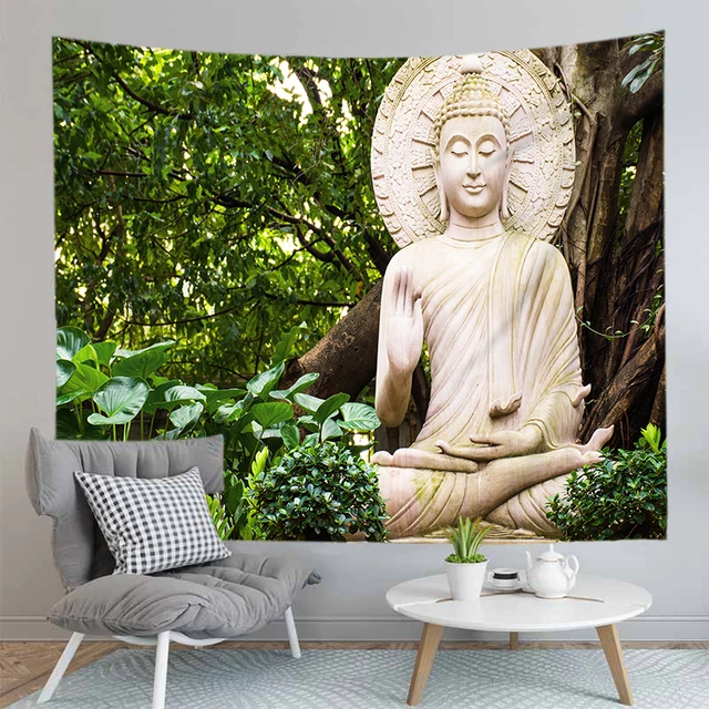 Tapiz de meditación de estatua de Buda para colgar en la pared, imágenes de  budismo psicodélico Hippie bohemio, hoja de poliéster para dormitorio,  decoración del hogar - AliExpress