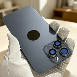 Premium Back Glass Replacement with Camera Lens Brackets and Magnets (Blue 15Pro Max back)