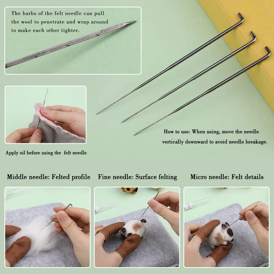 Doll Making Wool Needle Felting Starter Kit 12Pcs With Finger-cot And Instruction for DIY Handmade Home Decoration