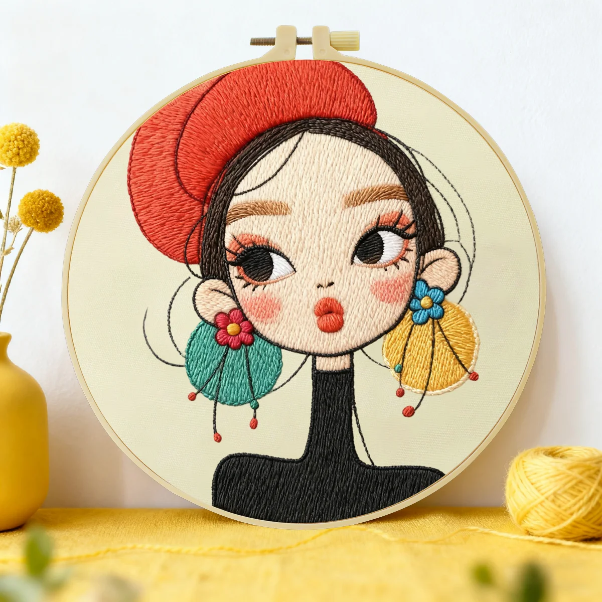 1 Stück 20X20CM/15X15CM 7,87/6,3 Zoll Stickerei-Starter-Set DIY-Kit DIY-Stickerei-Set Handarbeiten Heimdekorations-Set für Anfänger