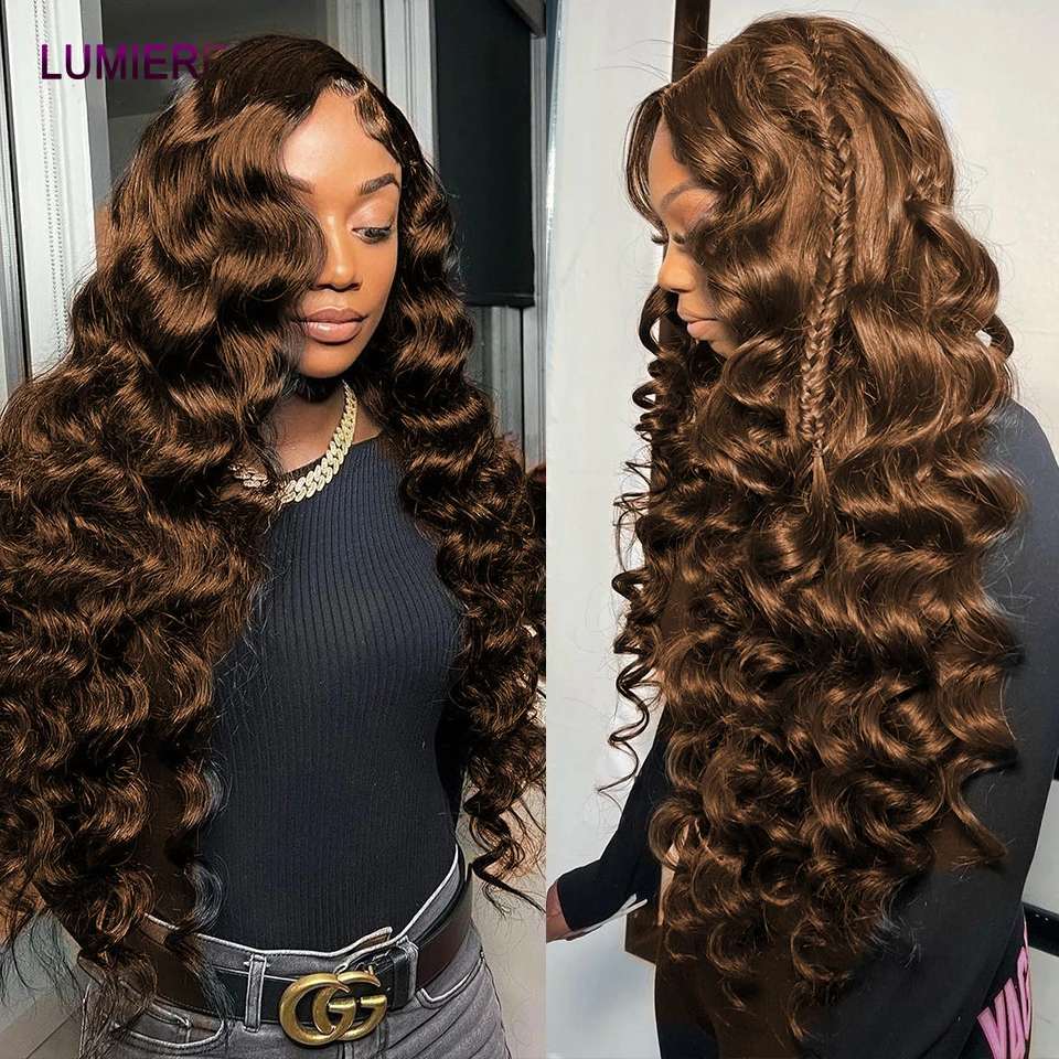 Chocolate Brown Loose Deep Wave Bundle Ombre Colored Deep Curly Raw Human Hair Bundle Deal Hair Extension Weave Double Weft
