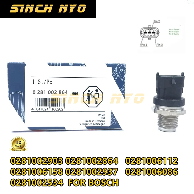 

Fuel Rail High Pressure Sensor Common Injection 0281006158 0281002864 0281002707 20792328 For IVECO OPEL VAUXHALL SAAB VOLVO