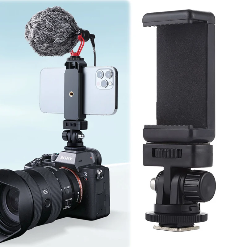 CameraHotShoePhoneHolderMonitorFlexibleTripodAdapterwColdShoeMountforiPhone