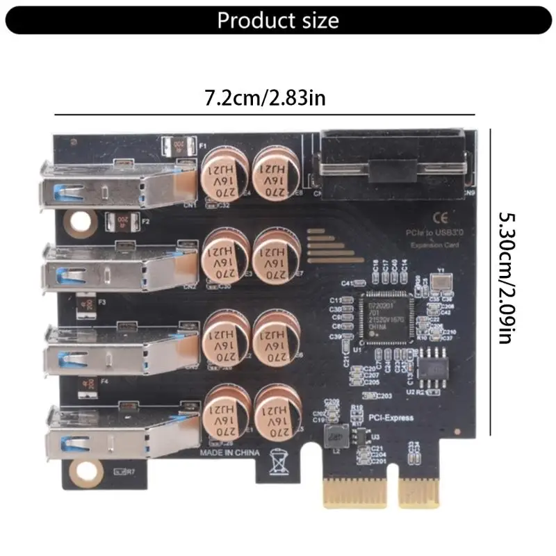 652F PCIe 4포트 USB 4핀 전원 5Gbps PCIE 확장 카드 USB3.2 GEN 1 컨트롤러