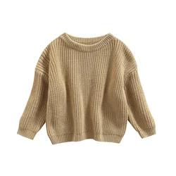 Autumn Newborn & Toddler Knit Cotton Pullover Sweater - 5T (Light khaki)