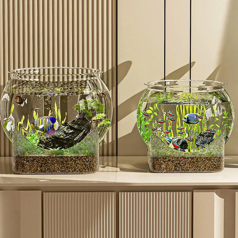 Clear Transparent Round Fish Tank Aquarium Micro-landscape Resistant Falling Desktop Ecologicals Transparent fish tank