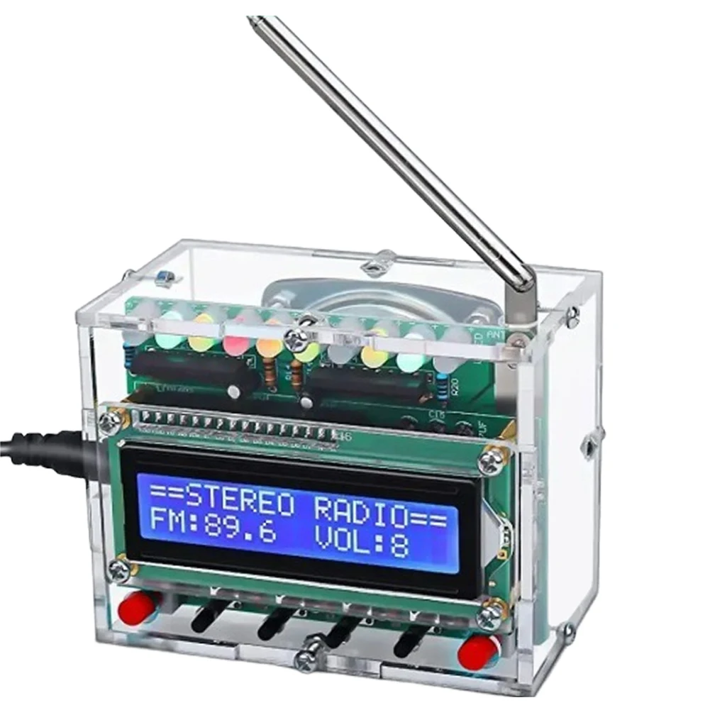 RDA5807 FM 라디오 리시버 조정 가능한 주파수 87-108MHZ 디지털 LCD1602 디스플레이 PCB 납땜 프로젝트 연습 납땜