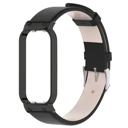 Elegant Leather Bracelet Band with Case for Smartwatch - Unisex Wrist Strap and Protector (Black)