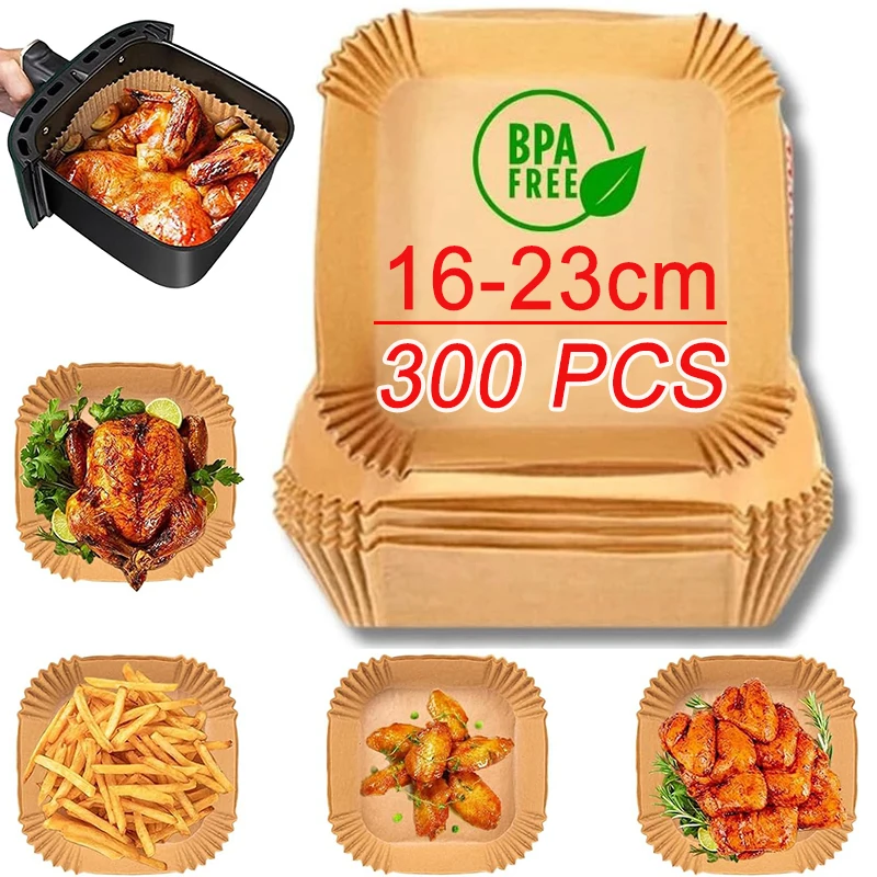 Air Fryer Oil-Proof Disposable Baking Paper Liners - Multi-Size Options, Ideal for Barbecue, Oven, and Cooking