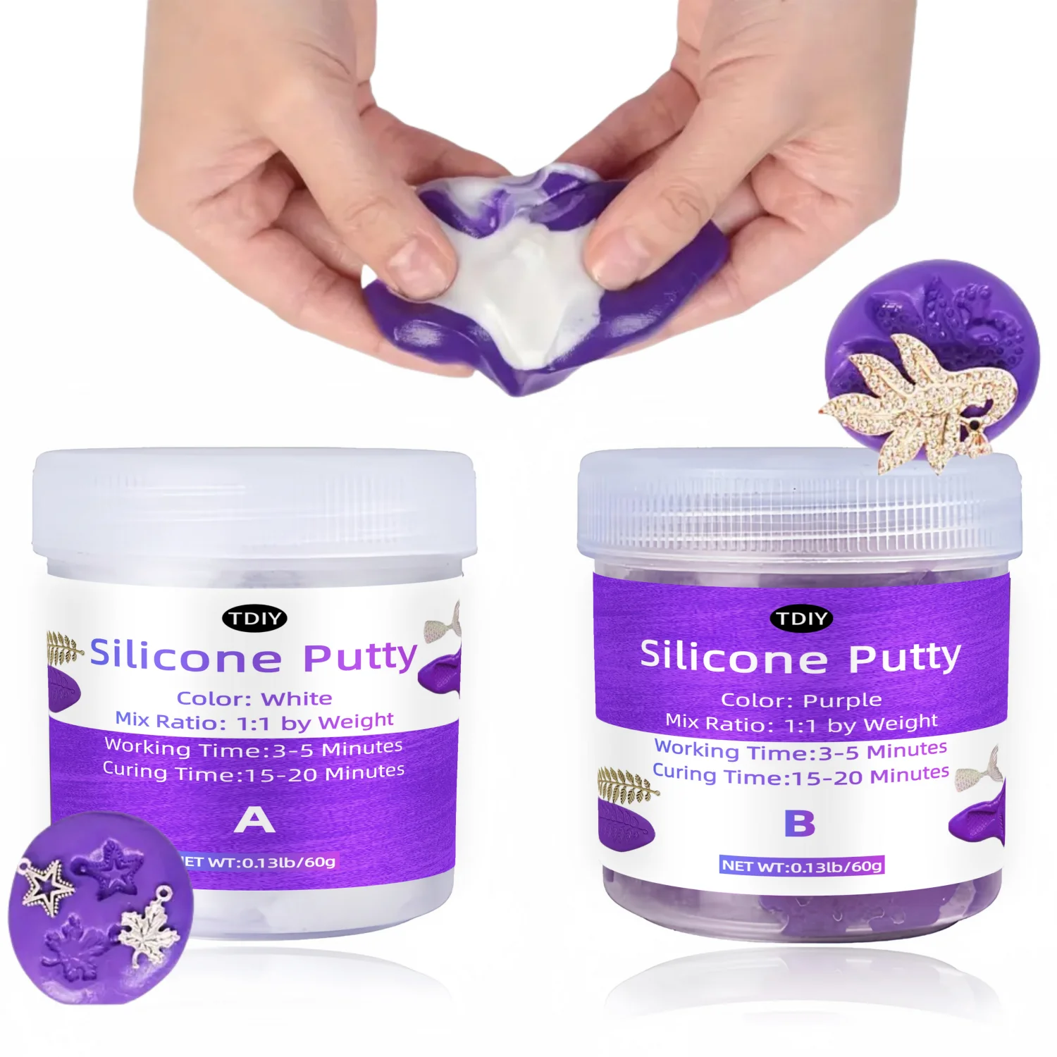 Purple Silicone Mold Putty for Resin Casting & Crafts - Safe, Non-Toxic, Flexible, and Easy Mix