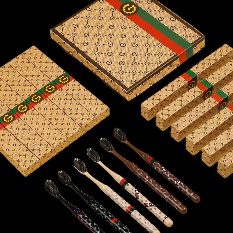 6 יחידות / קופסה קופסת מתנה מפוארת סט מברשת שיניים עם שערות רכות, ניקוי עמוק של השיניים, נייד לנסיעות, טיפוח פה ביתי, מתאים לשימוש יומי