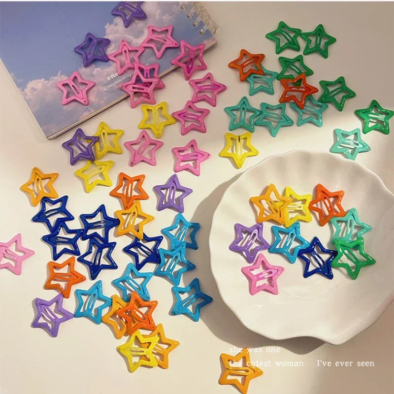 Hair Clips 1PC Colorful Y2K Star Women Grils Cute Metal Star Hairpins Side Barrettes Hair Grip Accessories Headwear