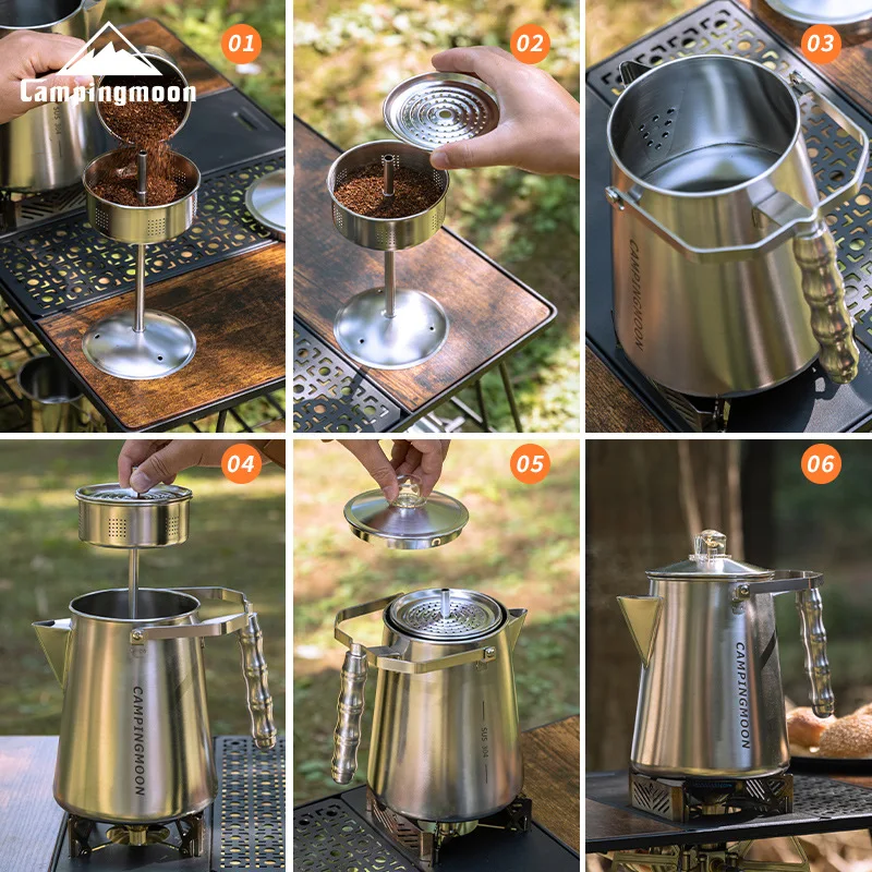 CAMPINGMOON SW-7 Coffee Pot Convenient American Style Filter Press Coffee Pot No Filter Paper Stainless Steel Boiling Tea pot - Image 3
