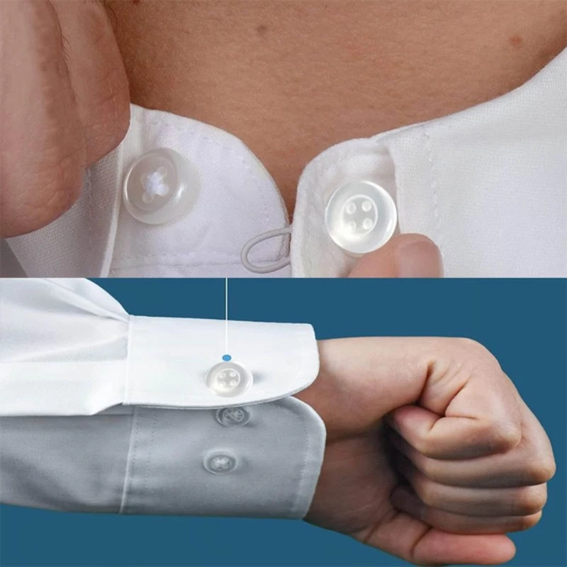 10Pcs Collar Extenders Elastic Button Extender Neck Extenders for Women Men Dress T-Shirts, No Sewing Instant Extension 3