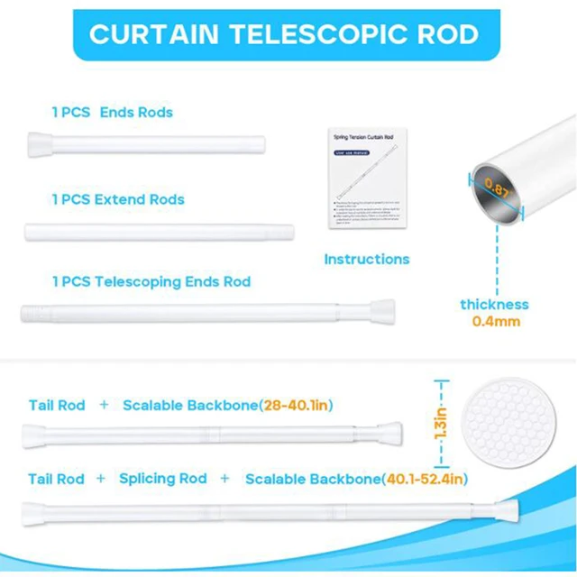 Barra cortina extensible Barra armario a presión Palo telescópico cortina  ducha