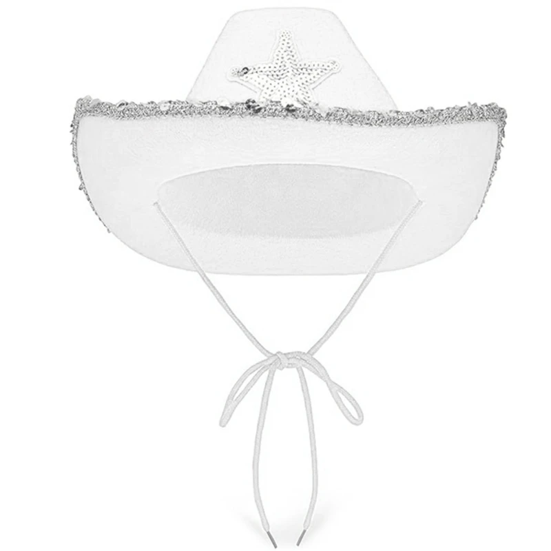 Felt Cowboy Hat Western Cowgirl Hat Costume Glitter Hats Cap for Kids Boys Girls
