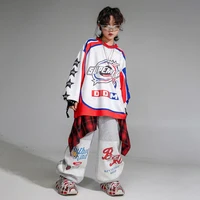 Ensemble de vêtements pour enfants, garçons et filles, style K-pop, pull oversize, pantalon cargo, streetwear hip hop, vêtements de jazz, costume de danse 4