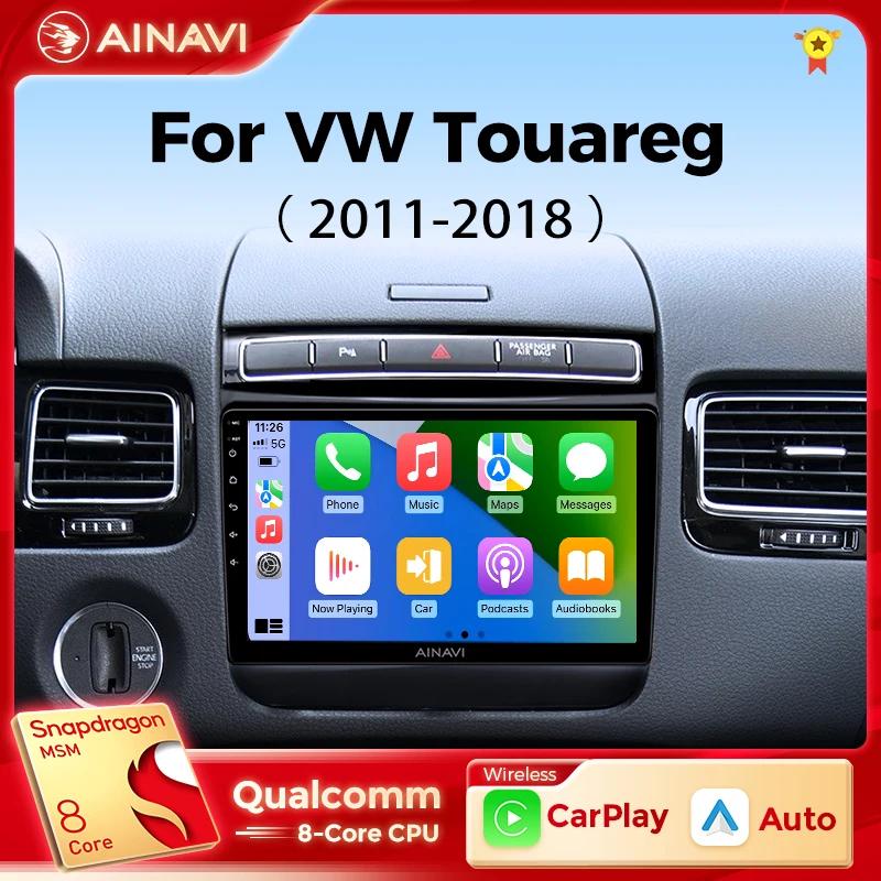 Ainavi Car Radio For Volkswagen VW Touareg 2011 2013 2014 2016 2018 Wireless Carplay Android Auto Car Stereo Multimedia Player