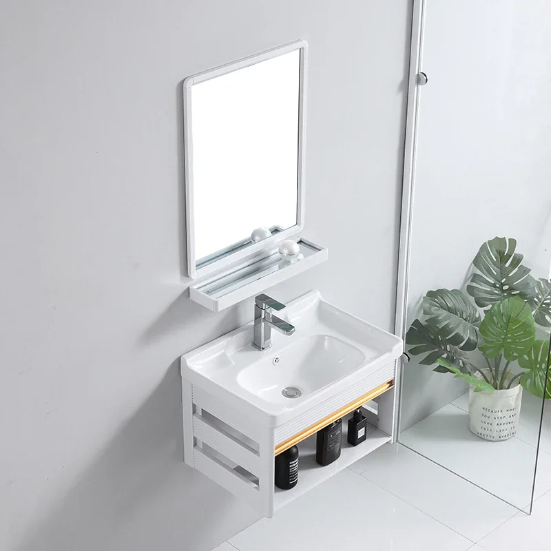 ~Wall-Mounted Wash Basin Cabinet Combination Bathroom the Flowerpot on the Balcony Ceramic Small Apartment Washbasin Single Basi