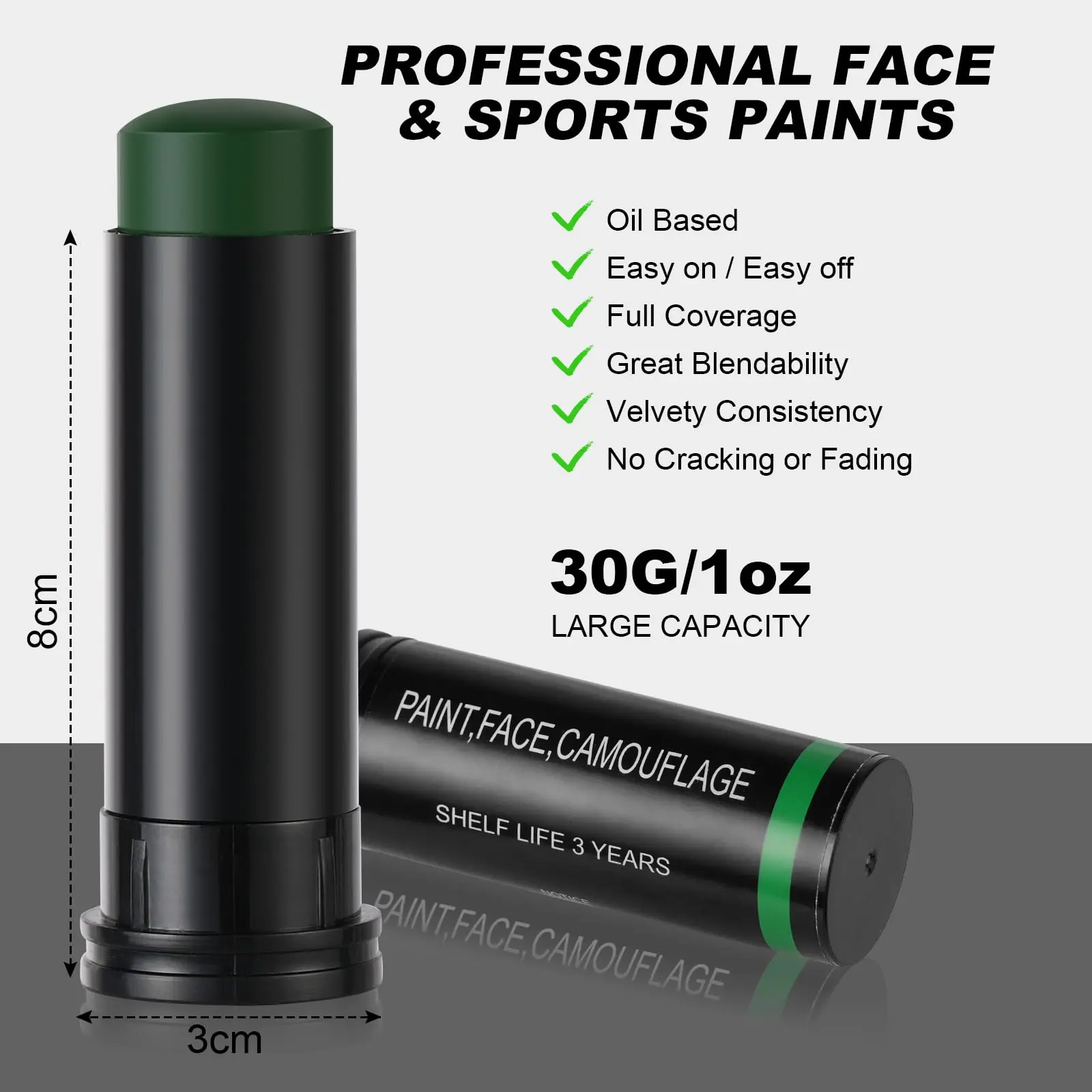 Army Fans Face Paint Stick Military Woodland Camouflage Camo Color Cream Body Face Paint Tube Stick for Halloween Parties Makeup