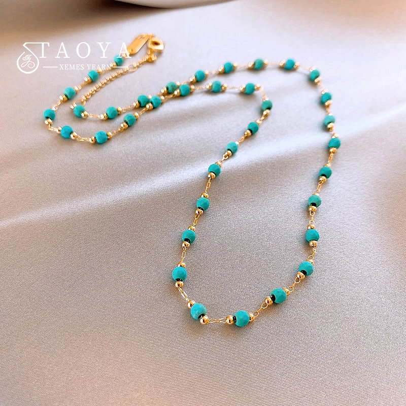 Retro Grüne Perle Gold Farbe Kette Schlüsselbein Kette 2025, Neue Mode-Design Schmuck Für Sommer frauen Sexy Halskette Zubehör