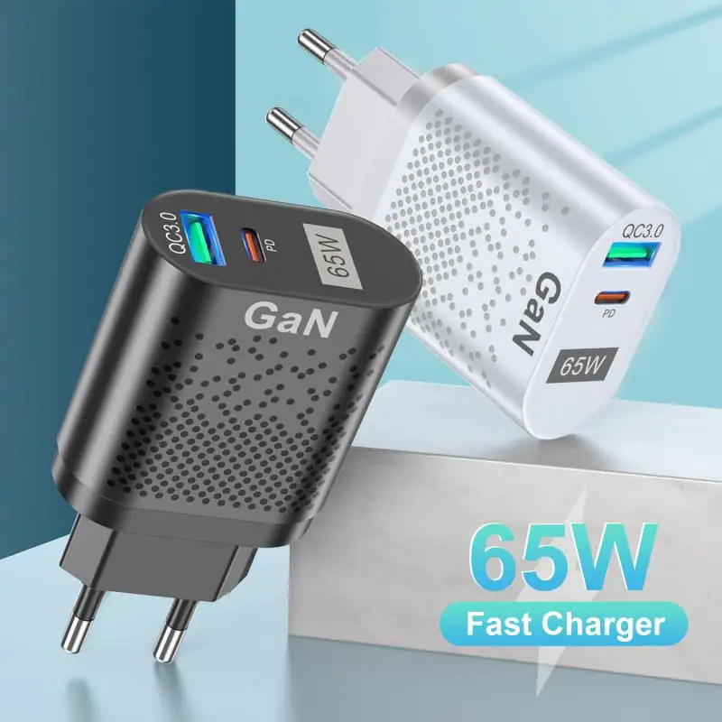 

KR USB PD 65W Charger GaN Wall Charger For MacBook QC 3.0 PD3.0 Type C USB Fast Charger For IPhone 13/12 Max Huawei Samsung S22