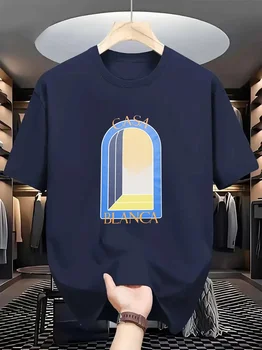 T-shirt stampata casual sportiva slim traspirante da uomo di ultimo stile, ideale per gite casual, stile campus, attività all'aperto.
