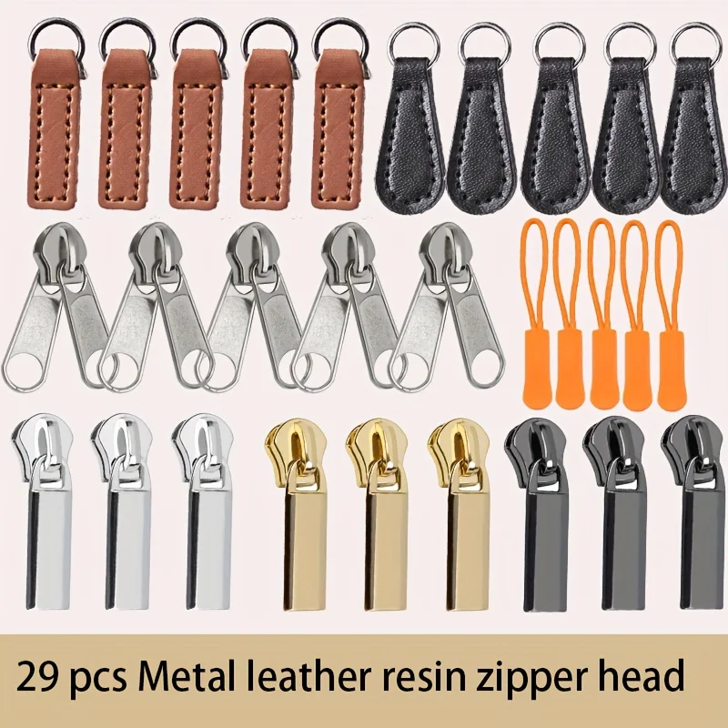 29pcs durable replacement kit-metal, leather and resin heads in various shapes and colors for DIY repair kits, clothing more