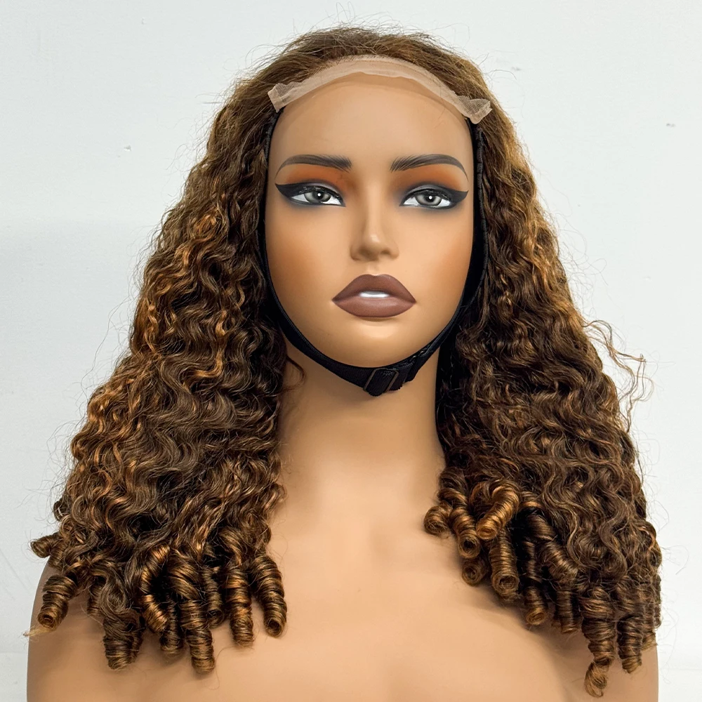 300% Density 5x5 Glueless Burmese Curly Human Hair Wigs Double Drawn 12A Human Hair Wigs with Bouncy End Texture For Black Women