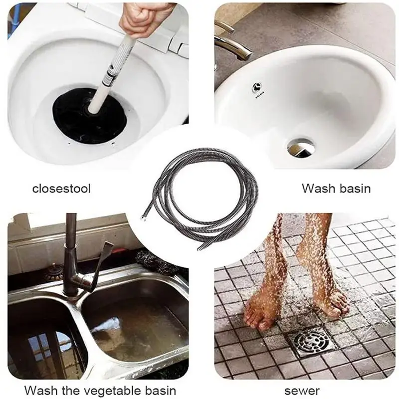 15M Steel Drain Snake Sink declogger tool For Kitchen Sink bathroom 3M  Plumbing Clog Drain Remover Tool Declogger for drainage 5M drain clogged  remover drainage sink drainage pipe clogged remover pipe cleaner