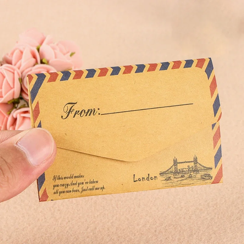 Vintage Mini Envelopes Creative Retro Kraft Pocket Envelopes Kawaii Memo Pads Wedding Party Postcards Invitation Card Cover