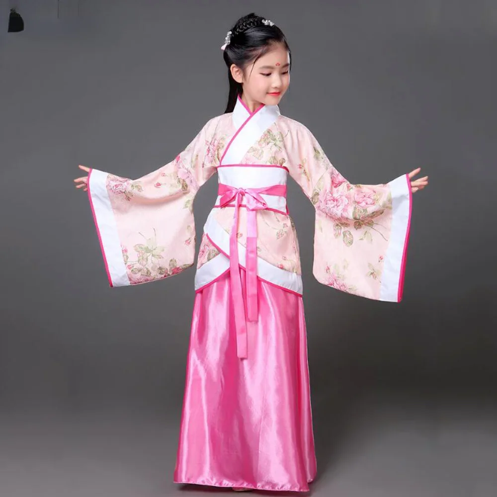 

Ancient Kids Traditional Dresses Chinese Outfit Girls Costume Folk Dance Performance Hanfu Dress for Children