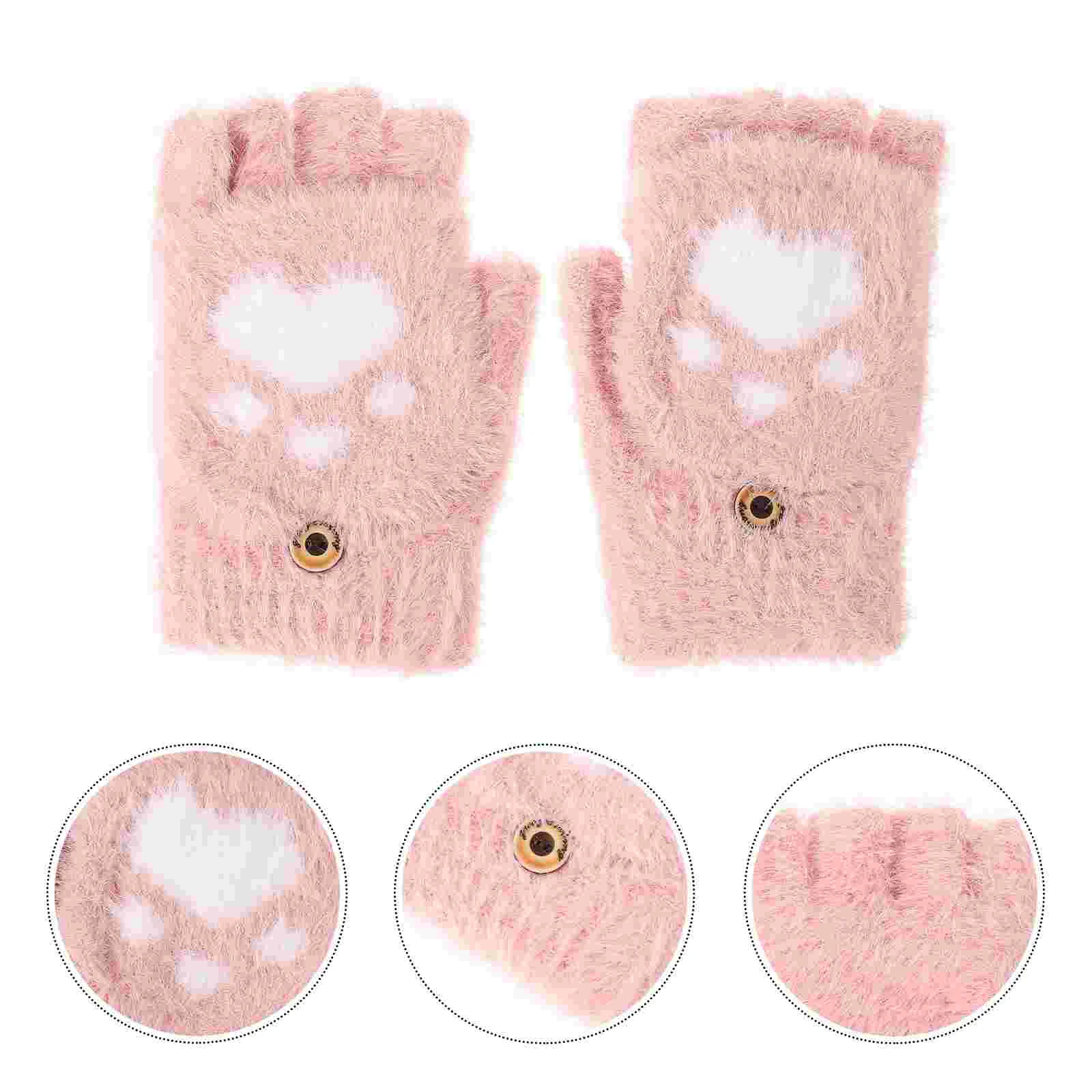 

1 Pair Fashion Women Winter Warm Gloves Knitted Convertible Fingerless Mittens