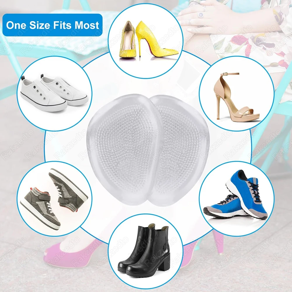 4Pcs Silicone Forefoot Insert Metatarsal Pads Ball of Foot Cushion for High Heels Sandals Pain Relief Non-slip Insoles for Shoes
