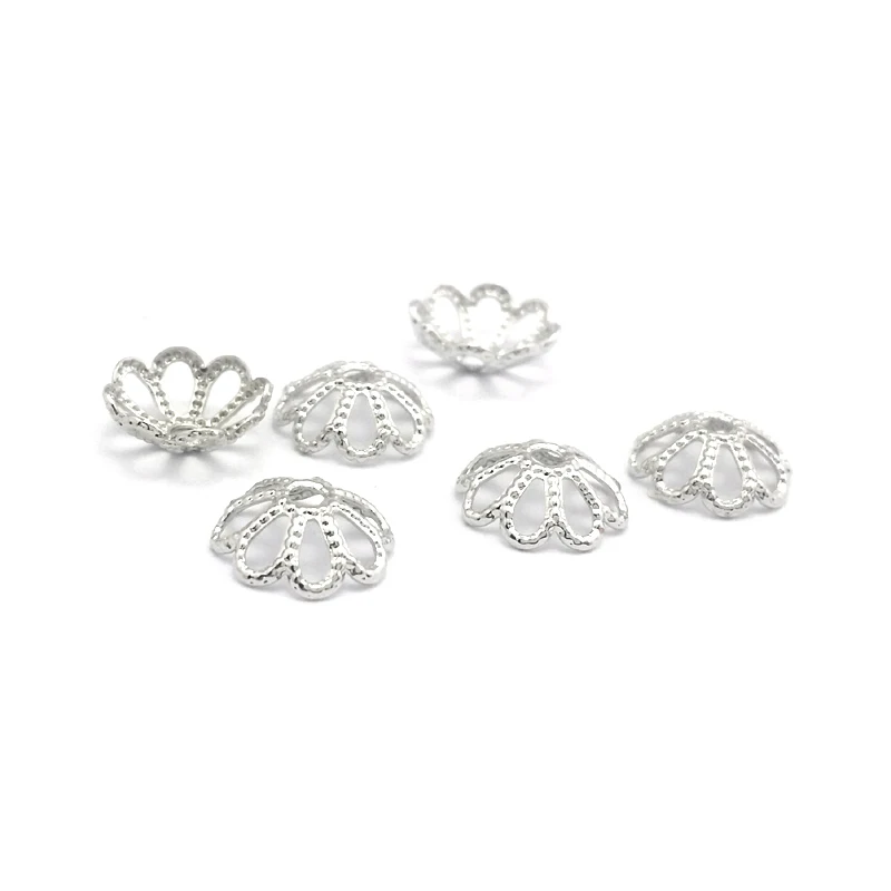 실버 골드 컬러 로즈 골드 컬러 황동 플라워 비즈 캡, 주얼리 제작 DIY 결과물 액세서리, 7mm, 8mm, 12mm, 14mm, 18K