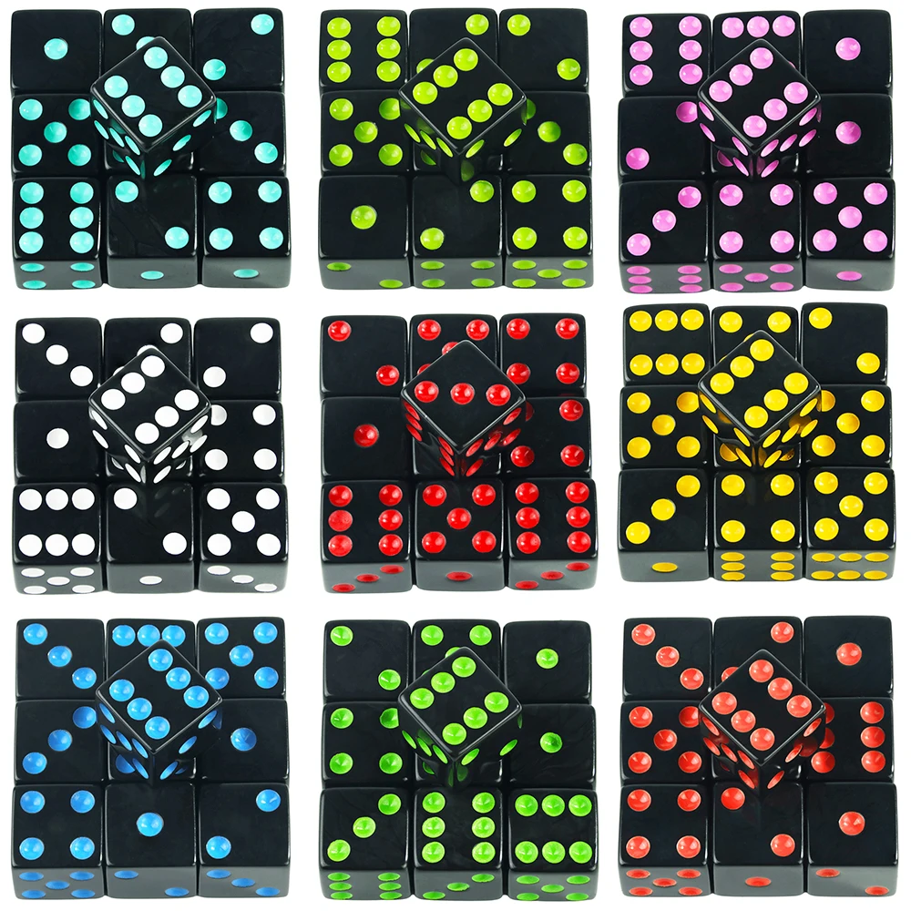 Game dice Dice set Acrylic dice 10Pcs 16mm Acrylic Pips Dice Cubes-D6 Dice for Board Games, Fun and Teaching