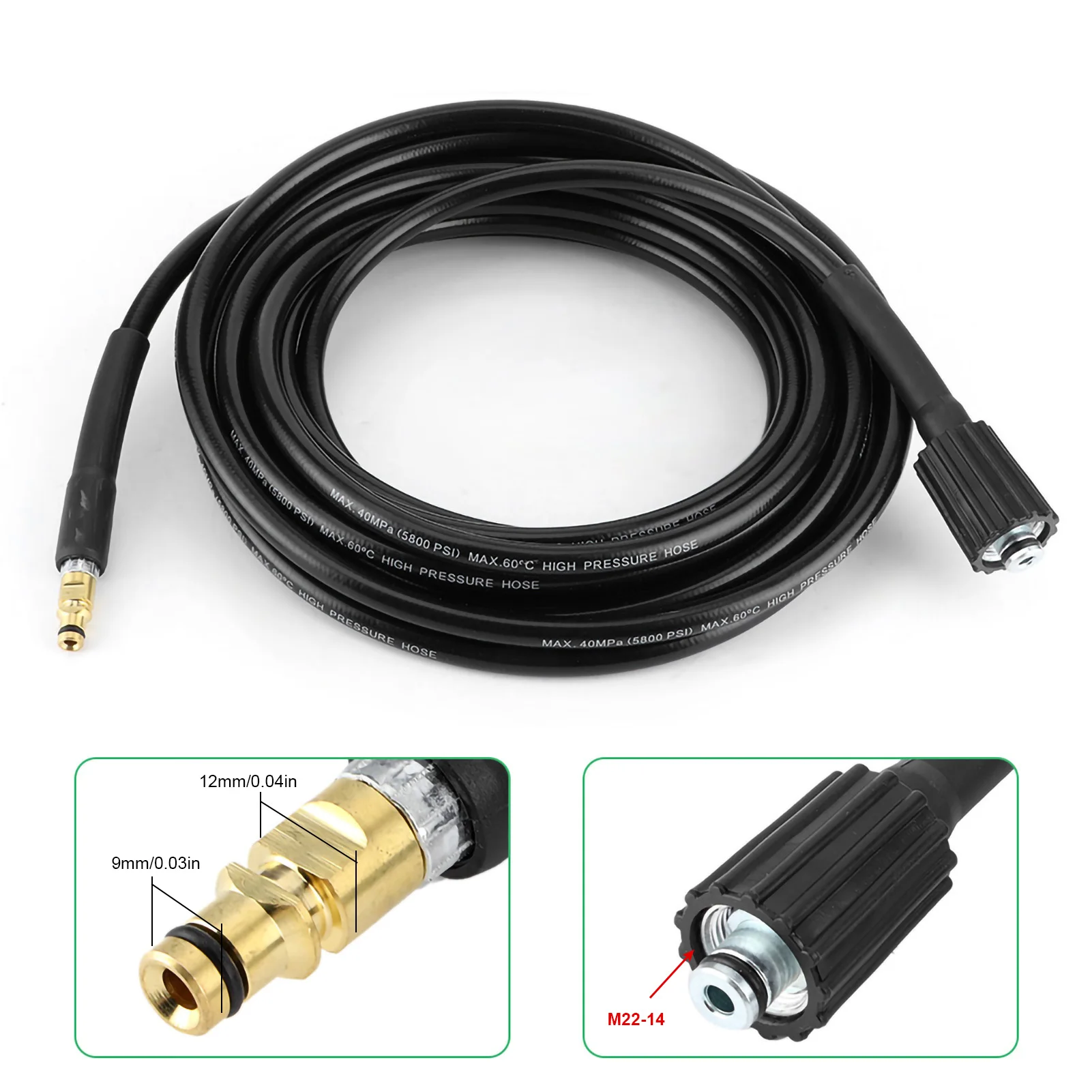 High Pressure Washer Hose 40MPa/5800PSI Auto Washer Hose High Pressure Water Cleaning Rubber Pipe Fit for Karcher K2 K3 K4 K5 Extension Washer Tube