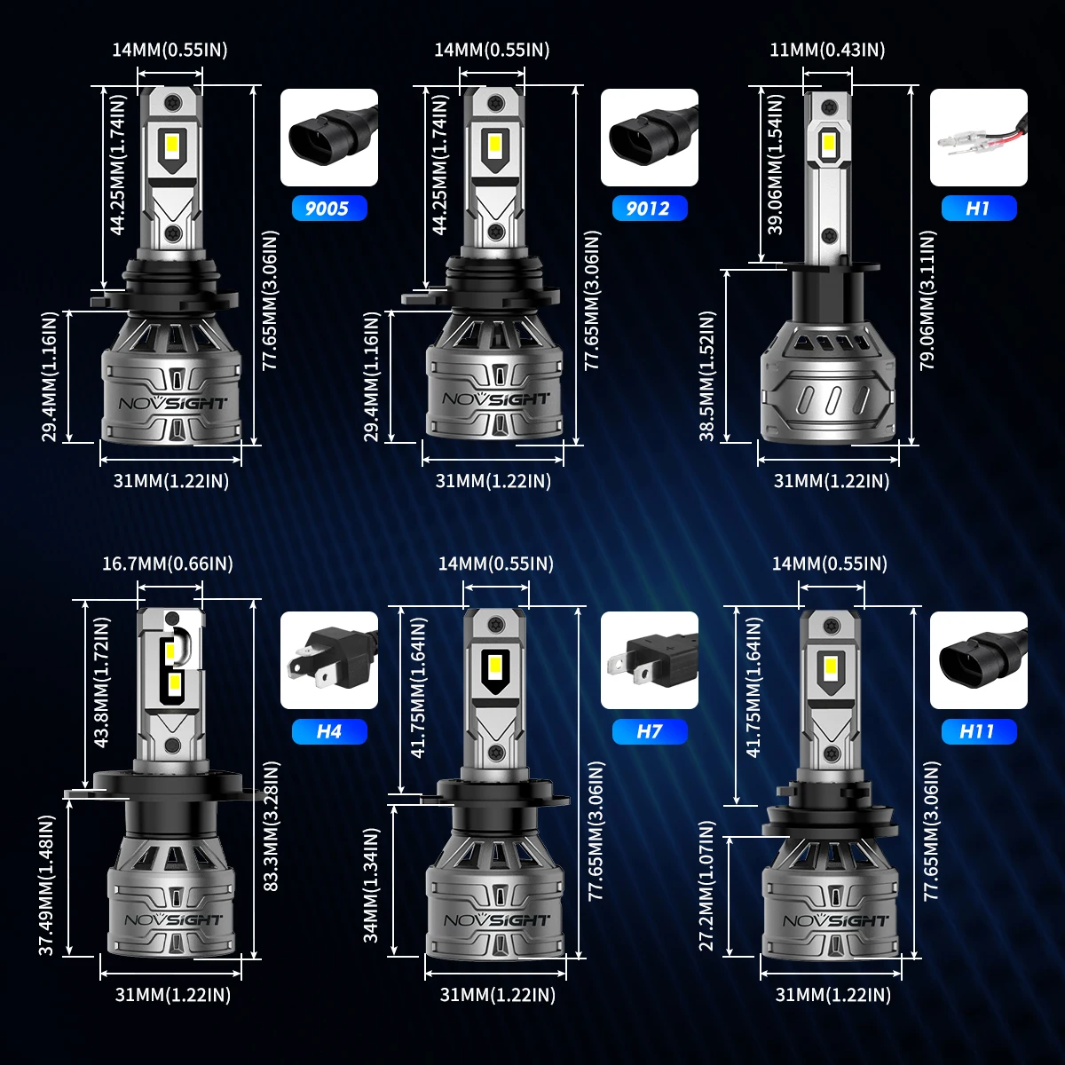 Novsight N61T General Series H16 LED Headlight Kit 60W 13000LM