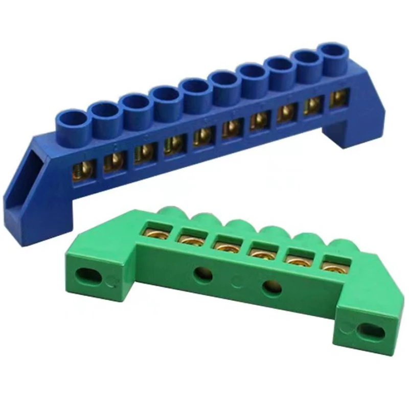 Wire Connectors Bridge Design Zero Line 4-12 Pole Screw Brass Copper Grounding Strip Terminal Block Earth And Neutral wire connectors,din rail terminal block,ground bar connector