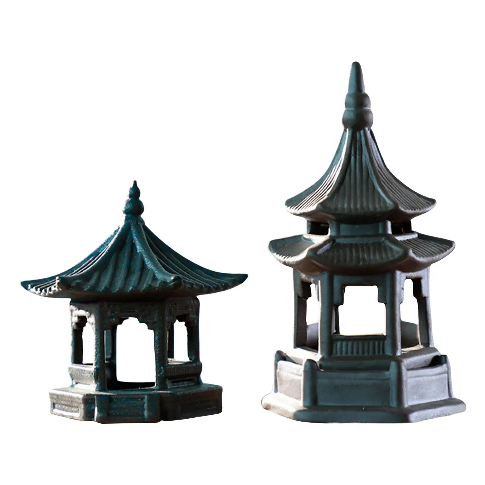 Ceramic Pagoda Statue Landscape Figurines Ornaments Mini For Tabletop