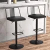 Raynesys Metal Swivel Barstools Set of 2,Enlarged PU Leather Seat with Metal Back, Adjustable from 24" to 33" for Counter Height 2