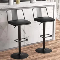 Raynesys Metal Swivel Barstools Set of 2,Enlarged PU Leather Seat with Metal Back, Adjustable from 24" to 33" for Counter Height 2