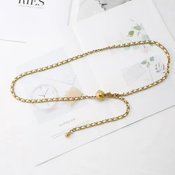 Elegant Golden Metal Chain Belt - Luxury Waist Accessory - 110cm (WHITE)