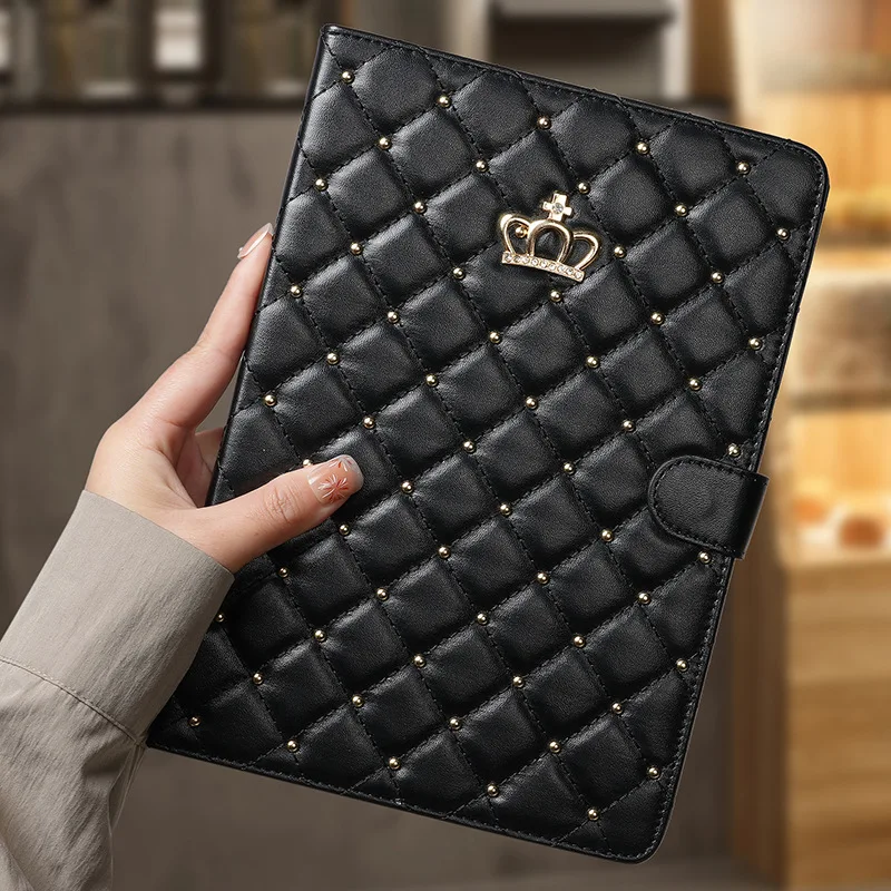Luxury Crown Bling Diamond Tablet PU Leather Cover