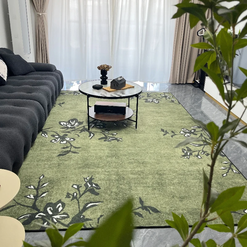 French Romantic Style Living Room Carpet Floral Print Bedroom Rug Fashionable Light Luxury Home Decoration Coffee Table Sofa Mat