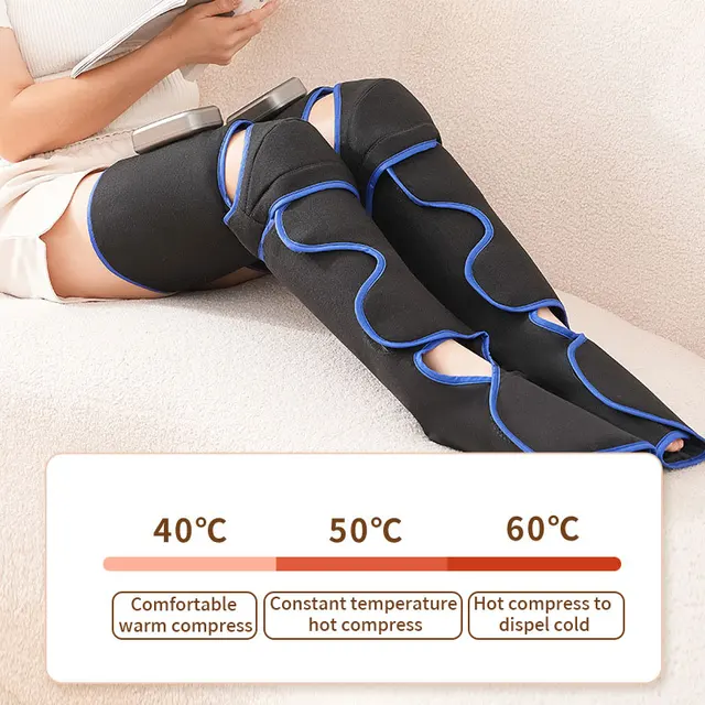 Rechargeable Leg Massager with Heat & Air Compression - 3-Level Pain Relief Wrap for Circulation Boost & Muscle Recovery LED 2