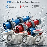 IP67 32A Industrial Plug Socket Set 3/4/5 Pin 220V-380V-415V, Male & Female with Pure Copper Contacts, Surface or Flush Mount 6